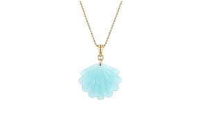 Blue Chalcedony Seashell Pendant Necklace in 18kt Gold Over Sterling