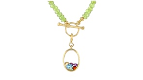 .69 ct. t.w. Multi-Gemstone Oval Glass Charm in 18kt Gold Over Sterling