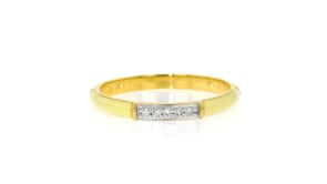 Pastel Yellow Enamel Ring with Diamonds in 18kt Gold Over Sterling