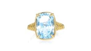 8.00 Carat Sky Blue Topaz Ring with Lab-Grown Diamonds in 18kt Gold Over Sterling