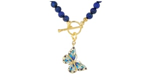 Tonal Blue and White Enamel Butterfly Charm in 18kt Gold Over Sterling