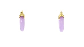 Lavender Jade Hoop Earrings in 18kt Gold Over Sterling