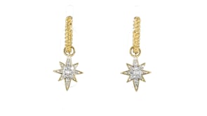 18kt Gold Over Sterling Hoop Earrings with Removable .20 ct. t.w. Diamond Star Drops