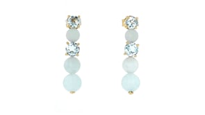 9.00 ct. t.w. Milky Aquamarine and 1.90 ct. t.w. Sky Blue Topaz Drop Earrings in 18kt Gold Over Sterling