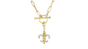 .10 ct. t.w. Diamond Fleur-De-Lis Charm in 18kt Gold Over Sterling