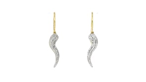 .25 ct. t.w. Pave Diamond Italian Horn Drop Earrings in 18kt Gold Over Sterling
