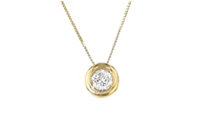 .50 Carat Double Bezel-Set Diamond Solitaire Necklace in 14kt Yellow Gold