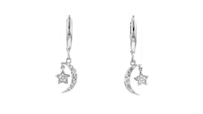 .20 ct. t.w. Diamond Star and Moon Drop Earrings in Sterling Silver