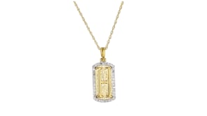 .20 ct. t.w. Diamond Initial Dog Tag Pendant Necklace in 18kt Gold Over Sterling