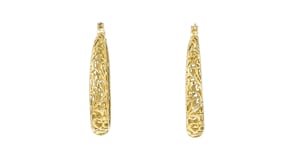 14kt Yellow Gold-Plated Scrollwork Hoop Earrings