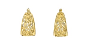 14kt Yellow Gold-Plated Graduated Filigree Hoop Earrings