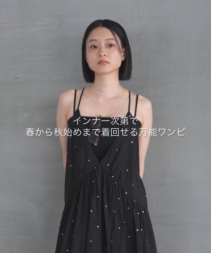 新色予約】ドットシシュウキャミワンピース | [公式]アパートバイ （A