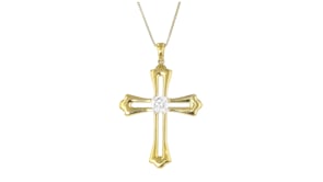 .50 Carat Lab-Grown Diamond Cross Pendant Necklace in 18kt Gold Over Sterling