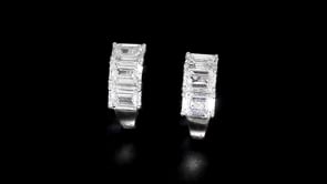 3.00 ct. t.w. Emerald-Cut Lab-Grown Diamond Huggie Hoop Earrings in 14kt White Gold