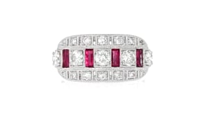 C. 1990 Vintage 1.07 ct. t.w. Diamond Ring with .61 ct. t.w. Rubies in Platinum