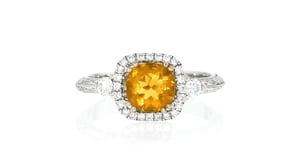 C. 2000 Vintage 1.00 Carat Orange Citrine Ring with .85 ct. t.w. Diamonds in 18kt White Gold