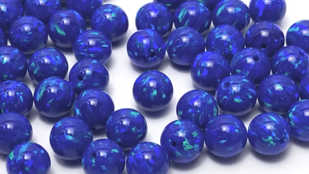 京都オパール 片穴ラウンド6mm 【ブルー】 2粒｜天然石ビーズの卸問屋