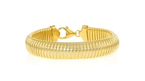 Italian 12mm 14kt Yellow Gold-Plated Omega Bracelet