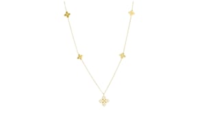 Roberto Coin Love in Verona .16 ct. t.w. Diamond Flower Necklace in 18kt Yellow Gold