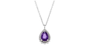 Gabriel & Co. 1.10 Carat Amethyst Beaded-Edge Pendant Necklace in Sterling Silver