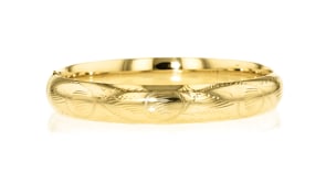 C. 1980 Vintage 14kt Yellow Gold Etched Bangle Bracelet