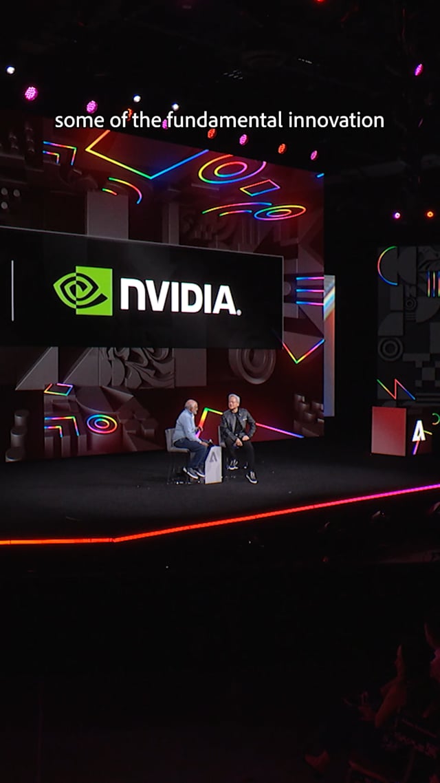 Video still from NVIDIA & 3D Digital Twin (Shantanu Narayen & Jensen Huang) 9x16