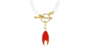 Carnelian Lobster Claw Charm in 18kt Gold Over Sterling