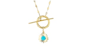 Turquoise Sunflower Pendant in 10kt Yellow Gold