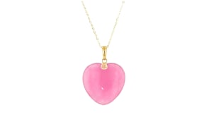 Pink Jade Heart Pendant in 10kt Yellow Gold