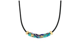 Italian Multicolored Murano Glass Bead Necklace with Black Cord