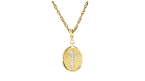 Diamond Cross Charm in 18kt Gold Over Sterling