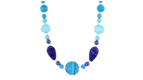 Italian Tonal Blue Murano Glass Necklace with Sterling Silver