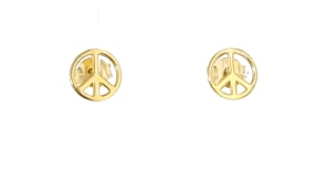 Italian 10kt Yellow Gold Peace Sign Stud Earrings