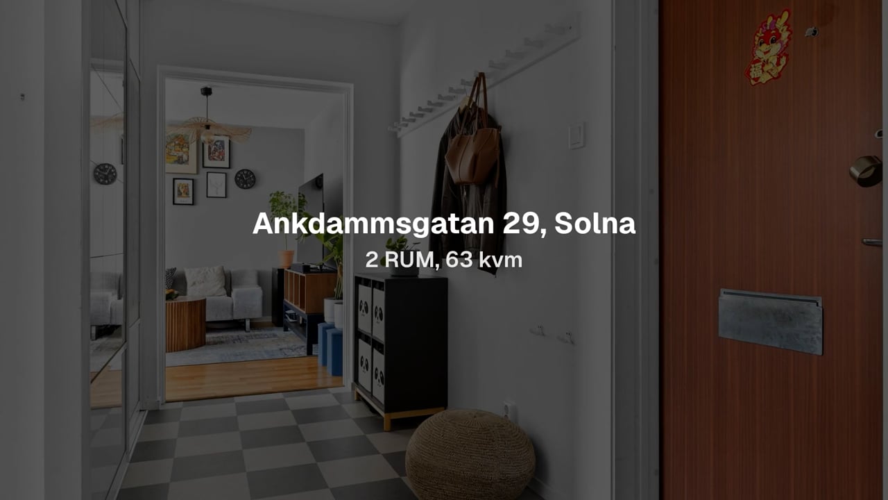 2 rum Lägenhet på Ankdammsgatan 29 Skytteholm Solna kommun - video