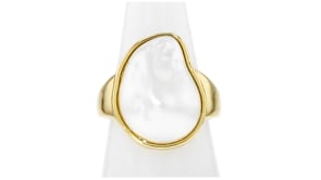 14kt Yellow Gold-Plated Ring with Simulated Baroque Pearl