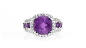 3.60 ct. t.w. Amethyst and .30 ct. t.w. White Topaz Ring with Diamond Accents in Sterling Silver