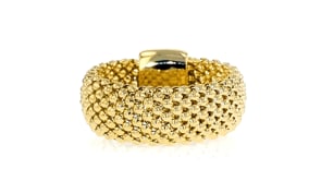 Italian 14kt Yellow Gold-Plated Popcorn-Chain Ring