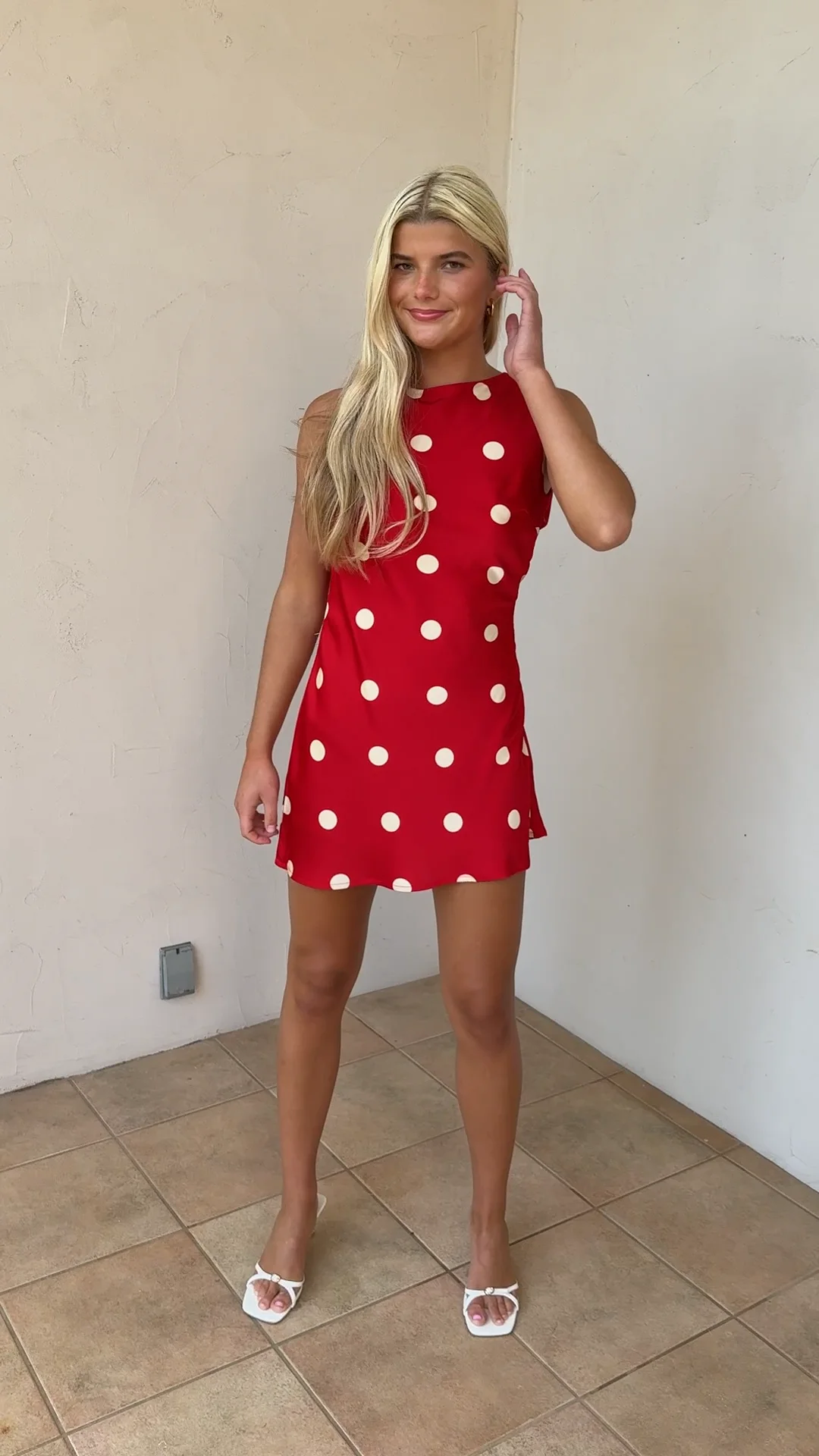 avalia backless scarf mini dress white polka dot Ayana Backless Mini Dress in Polka Black , Cut Out main image 1