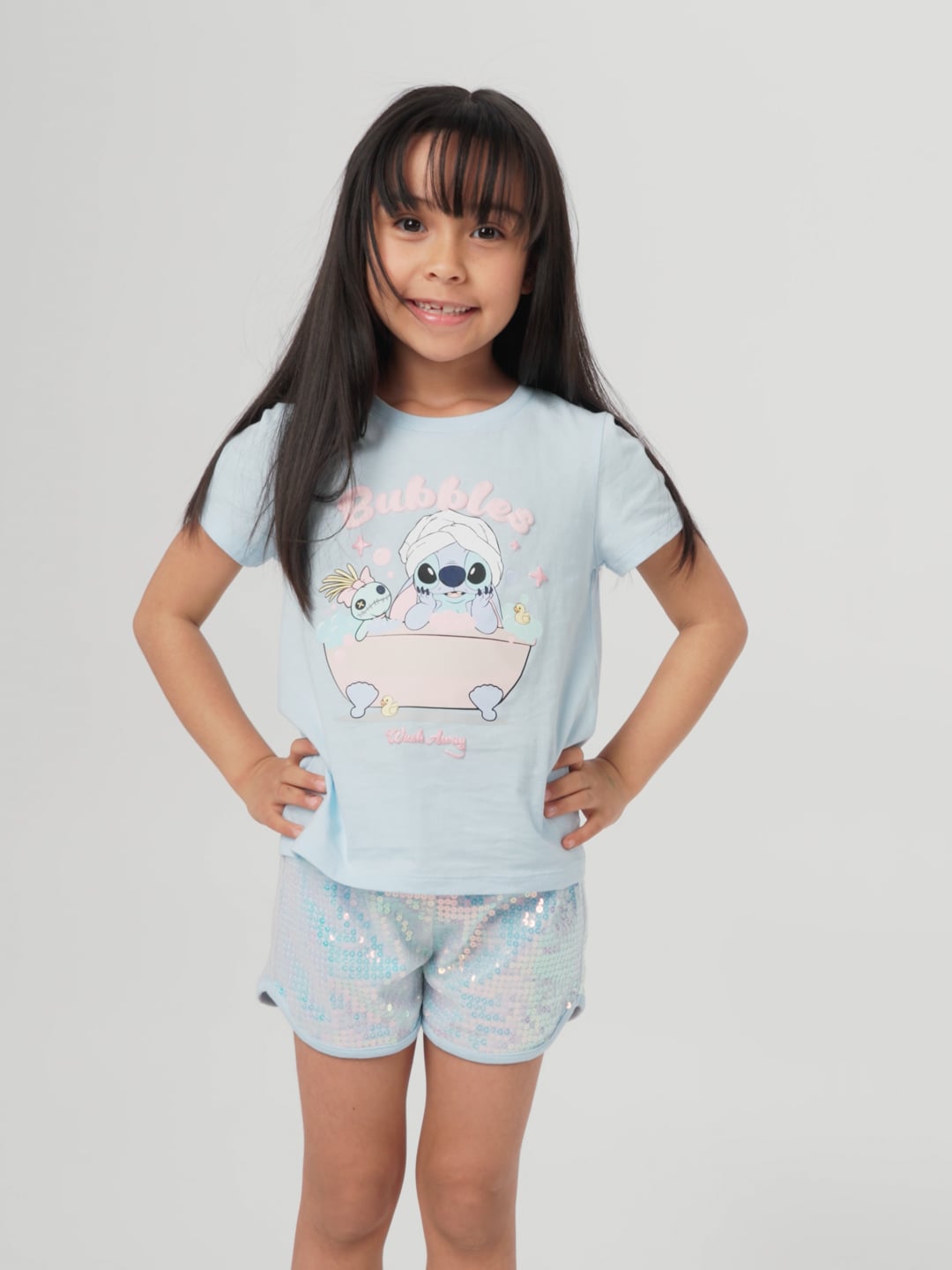 סט פיג’מה קצרה עם פייטים STITCH
