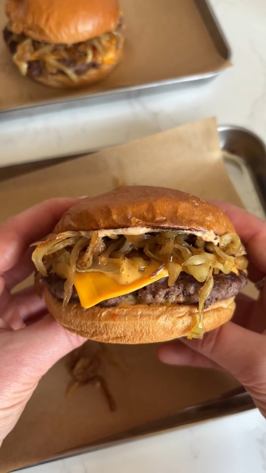 French onion smash burgers