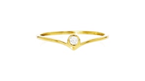 Bezel-Set Diamond Chevron Ring in 18kt Gold Over Sterling