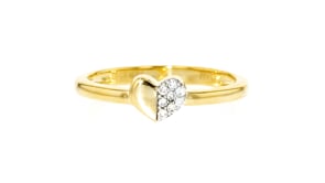 Lab-Grown Diamond Heart Ring in 18kt Gold Over Sterling
