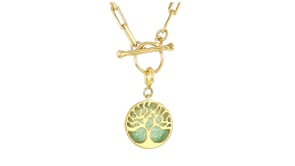Aventurine Tree of Life Charm in 18kt Gold Over Sterling