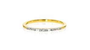 Round and Baguette Diamond Ring in 18kt Gold Over Sterling