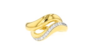 .15 ct. t.w. Diamond Wavy Ring in 18kt Gold Over Sterling
