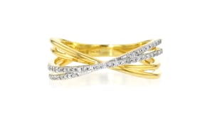 .15 ct. t.w. Diamond Crisscross Ring in 18kt Gold Over Sterling