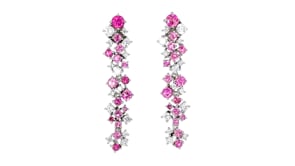 Sterling Silver-Plated Drop Earrings with Multicolored 5.90 ct. t.w. Lab-Grown Sapphires and 1.40 ct. t.w. CZs