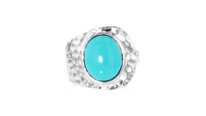 Sterling Silver-Plated Wrap Ring with Lab-Grown Turquoise