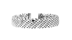 Italian Rhodium-Plated Patterned Cuff Bracelet