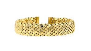 Italian 14kt Yellow Gold-Plated Patterned Cuff Bracelet